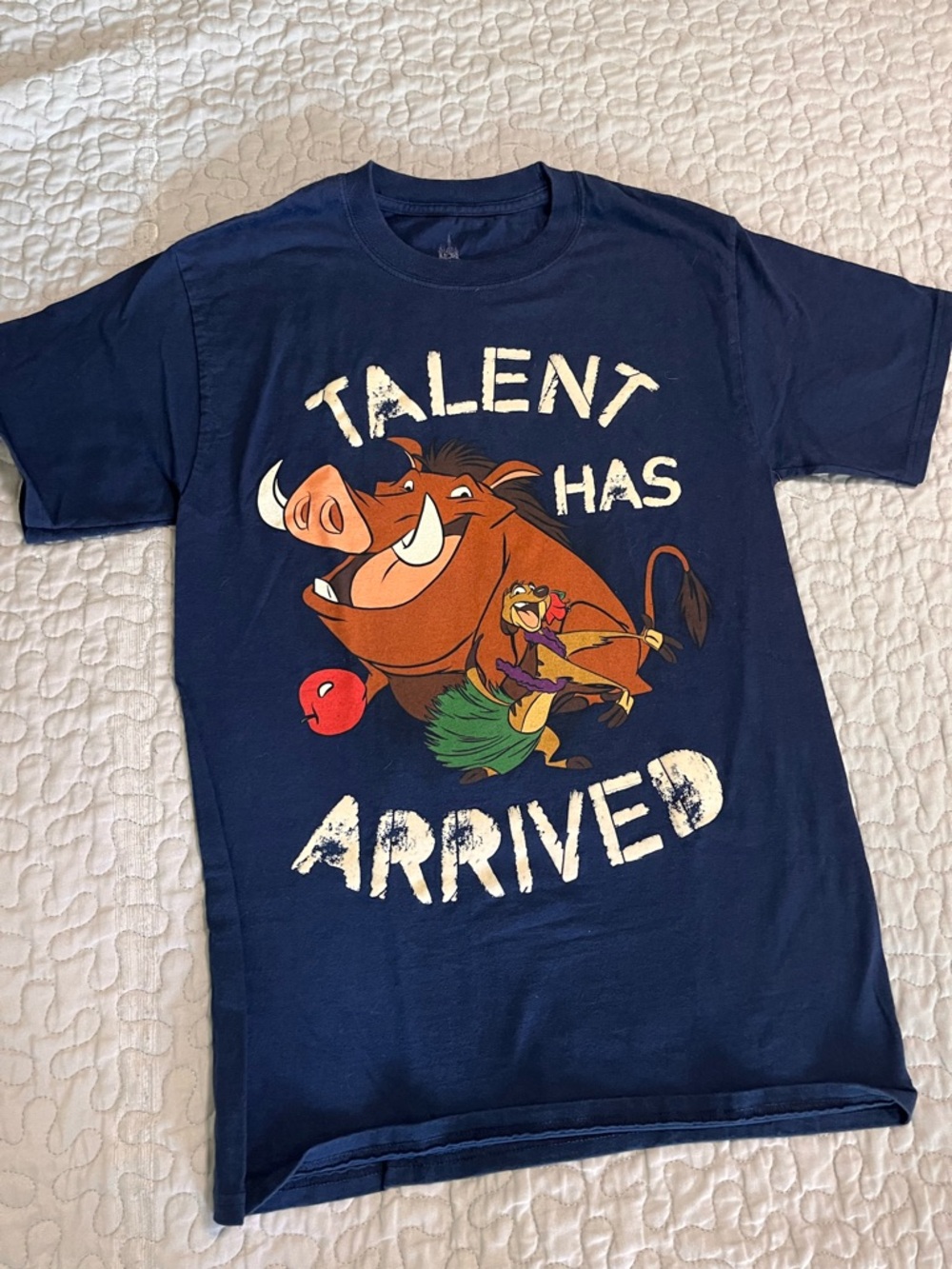 Disney Navy Logo Tee with Silver Castle Print